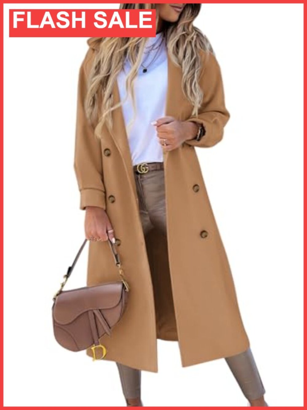 Wool Blend Pea Coat Notched Lapel Double Breasted Long Winter Coat